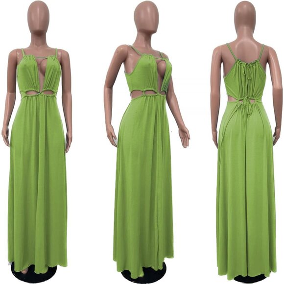 Women's Boho Maxi Dress Polyester Spandex X-Large Summer Beach Vacation - Picture 5 of 6